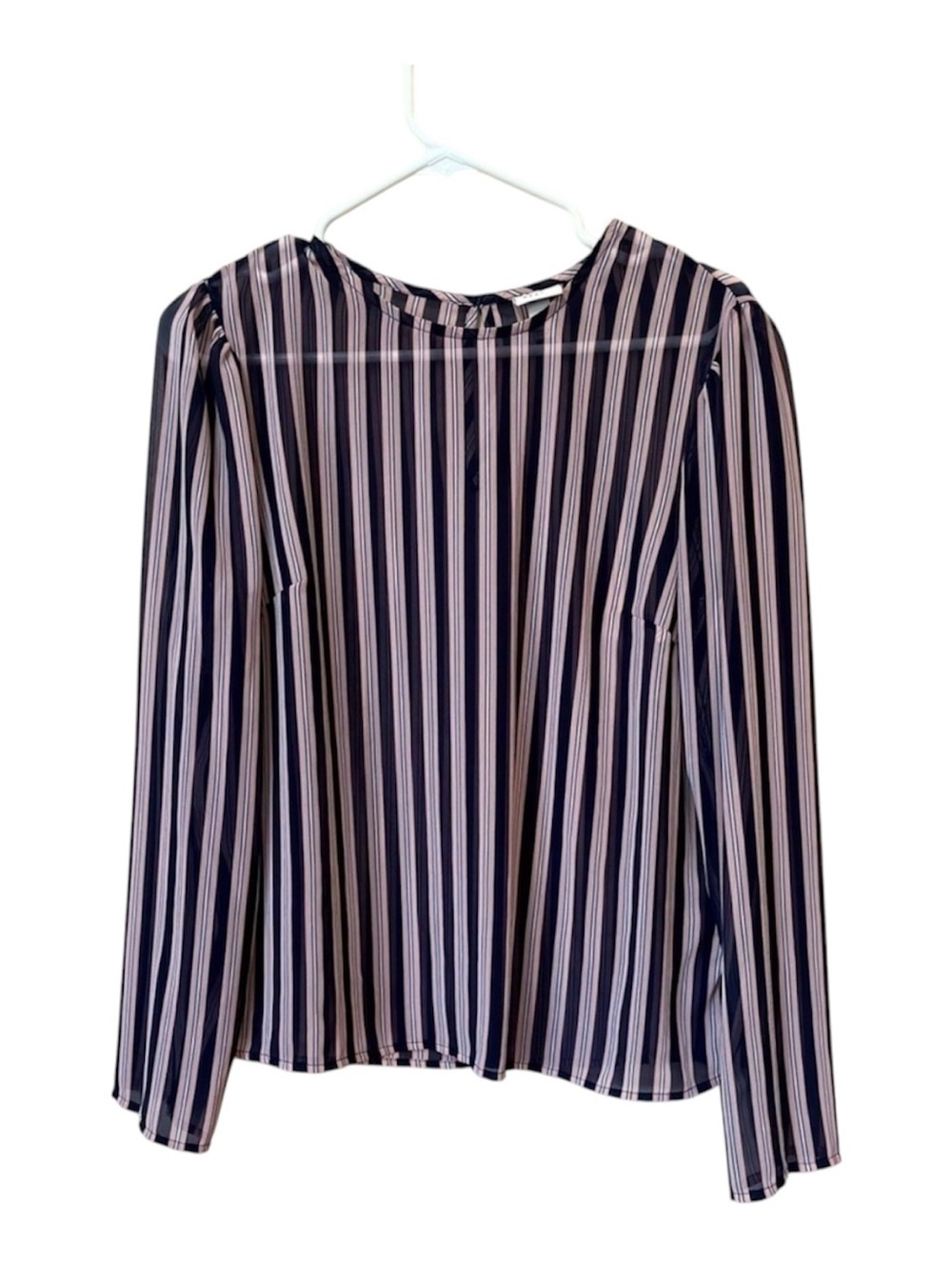 A New Day M Sheer Pinstripe Blouse Officecore Preppy Pink Navy
